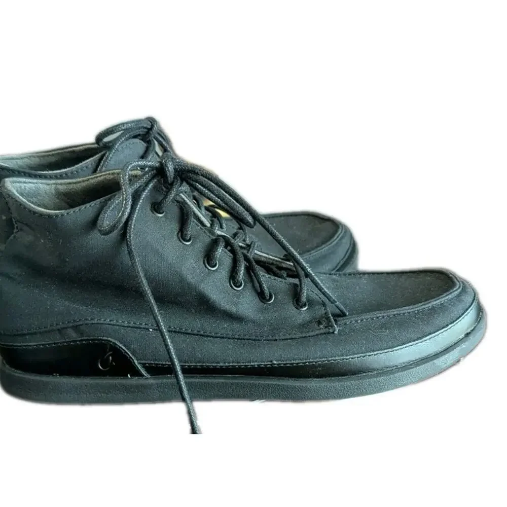 Olukai Nalukai Kapa Boots Men 9.5 Ankle Canvas Lace Up Black Shoes High Top